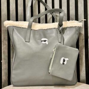کیف دهنه خز طوسی