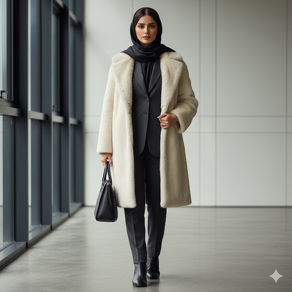 استایل مینیمال با کت خز و کت و شلوار زنانه
