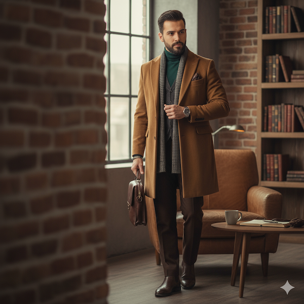 تصویر یک آقای جوان با استایل لایه بندی اصولی برای روزهای سرد سال