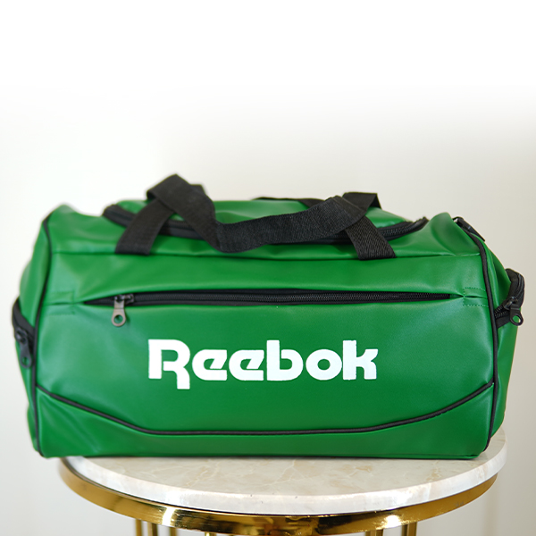 Reebok fitness bag (1) ساک ورزشی سبز ریبوک با لوگوی سفید و دسته مشکی
