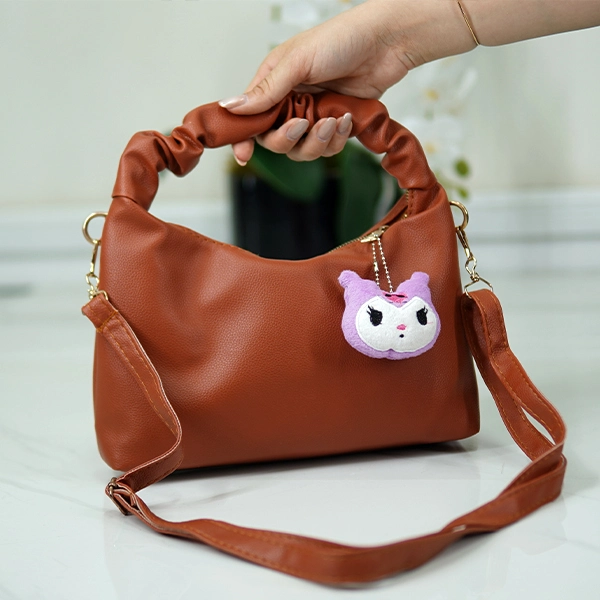 Small girls' handbag with ruched handle and Kuromi doll charm - 299-95 (1)