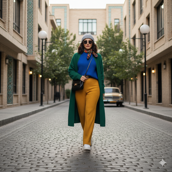 استایل با شلوار بافت بگ زنانه