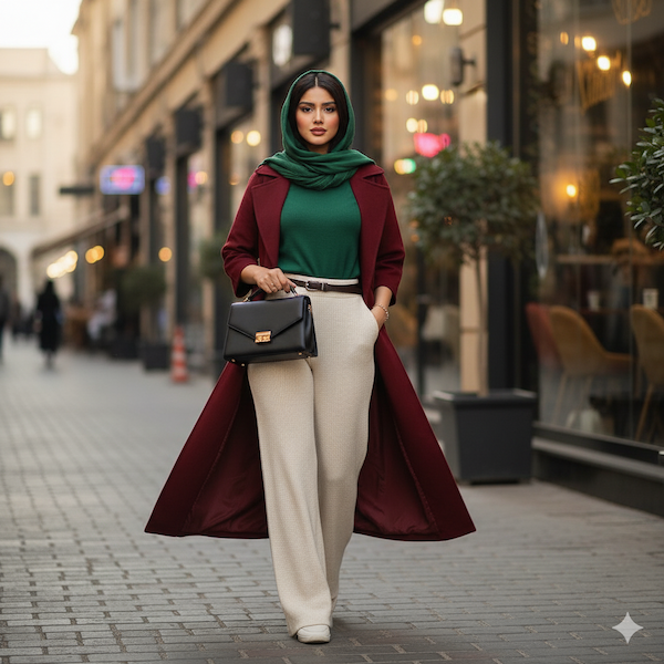 تصویر نشان دهنده استایل خیابانی کاسیک با شلوار بافت بگ