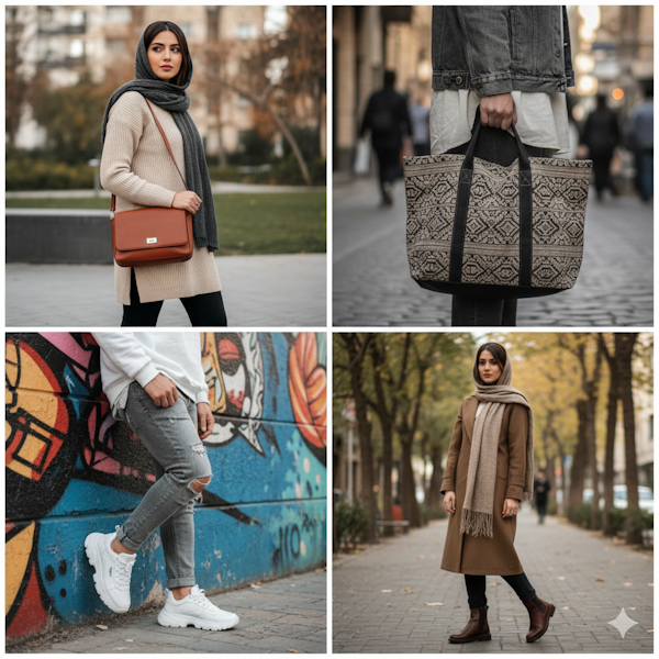 تصویر نشان دهنده کیف و کفش مناسب استایل خیابانی