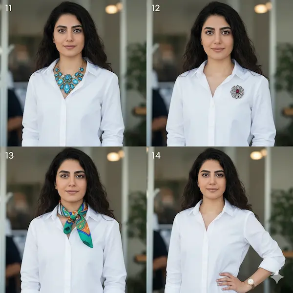 اکسسوری های قابل استفاده برای استایل زنانه با شومیز سفید