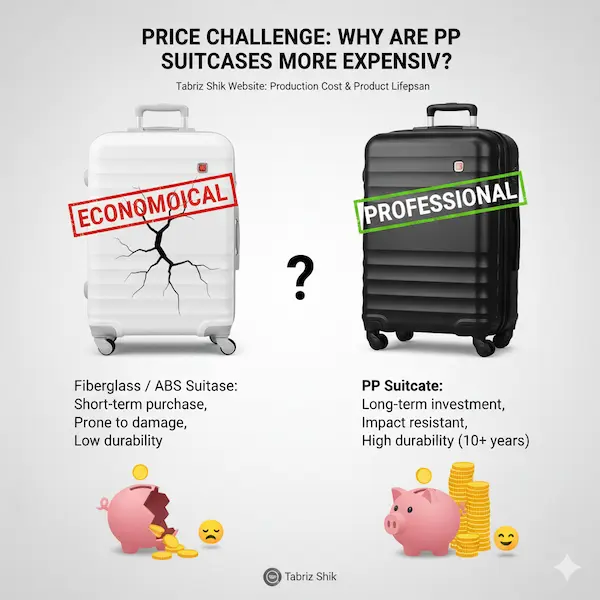 چالش قیمت، چرا قیمت چمدان PP بیشتر است؟