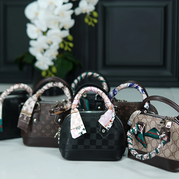 Semi-round bag with two handles and scarf accessory - 659-46 (1)