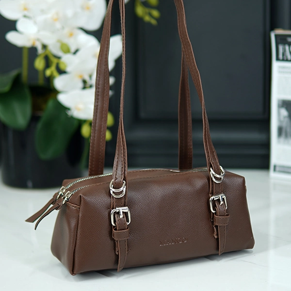 Women's Bag with Two Front Zippers and Buckle - 659-54 (7)